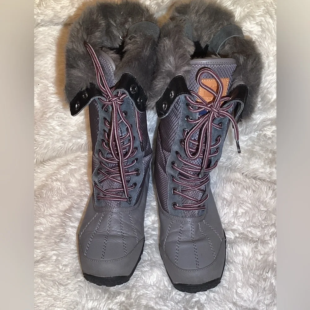 Pajar Genevieve Gray Women's Lace-Up faux fur boots size 8.5